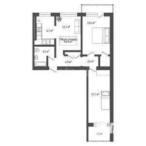 3-к квартира, вторичка, 61м2, 2/9 этаж