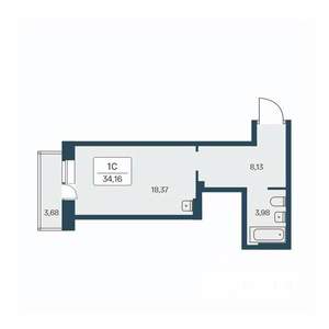 Студия квартира, вторичка, 35м2, 22/27 этаж