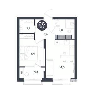 1-к квартира, вторичка, 37м2, 12/17 этаж