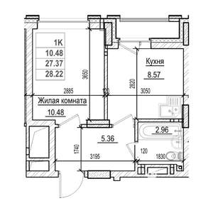 Студия квартира, строящийся дом, 27м2, 14/29 этаж