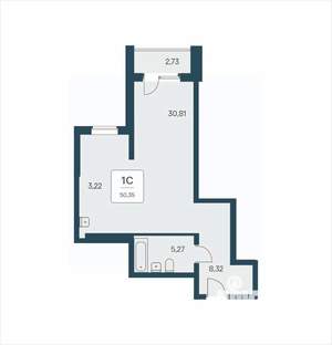 Студия квартира, вторичка, 50м2, 16/25 этаж