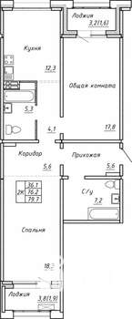 Студия квартира, вторичка, 80м2, 1/15 этаж