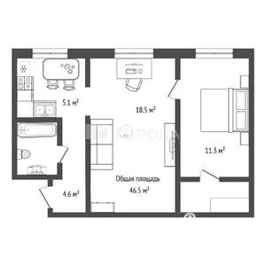 2-к квартира, вторичка, 47м2, 2/4 этаж