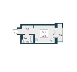 Студия квартира, вторичка, 30м2, 24/30 этаж