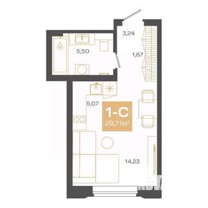 Студия квартира, вторичка, 30м2, 10/24 этаж