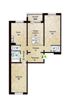3-к квартира, строящийся дом, 89м2, 10/17 этаж