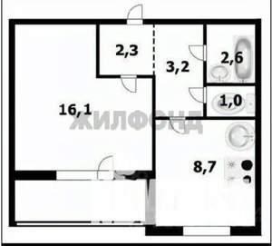 1-к квартира, вторичка, 34м2, 8/10 этаж