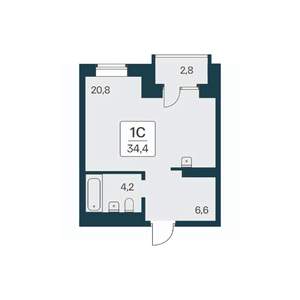 Студия квартира, вторичка, 34м2, 18/21 этаж