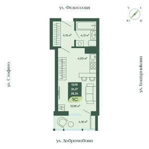 1-к квартира, вторичка, 28м2, 15/18 этаж