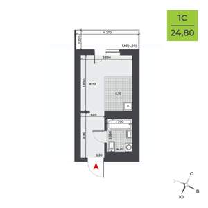 Студия квартира, вторичка, 25м2, 7/21 этаж