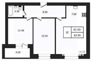 3-к квартира, вторичка, 62м2, 3/9 этаж