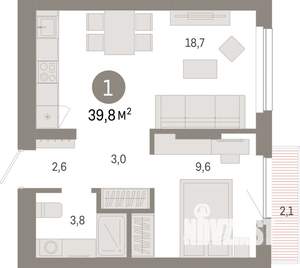 1-к квартира, вторичка, 40м2, 5/12 этаж
