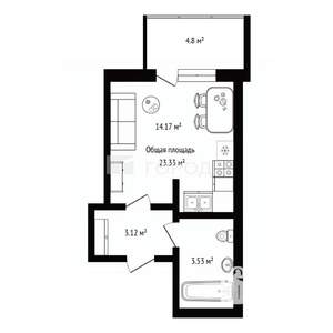 Студия квартира, вторичка, 23м2, 10/17 этаж