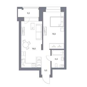 1-к квартира, вторичка, 47м2, 18/25 этаж