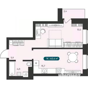 1-к квартира, вторичка, 40м2, 14/25 этаж