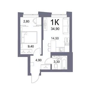 1-к квартира, вторичка, 35м2, 11/25 этаж