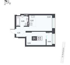 2-к квартира, вторичка, 38м2, 11/25 этаж