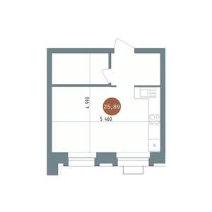 Студия квартира, вторичка, 26м2, 7/15 этаж