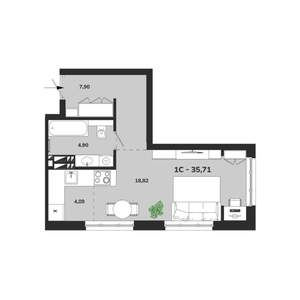 1-к квартира, вторичка, 36м2, 24/25 этаж