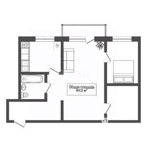 2-к квартира, вторичка, 44м2, 4/5 этаж