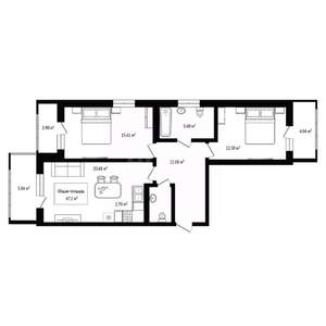 2-к квартира, вторичка, 67м2, 1/30 этаж