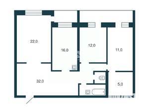 3-к квартира, вторичка, 105м2, 4/16 этаж
