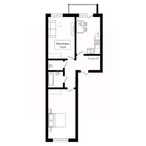 2-к квартира, вторичка, 55м2, 9/24 этаж
