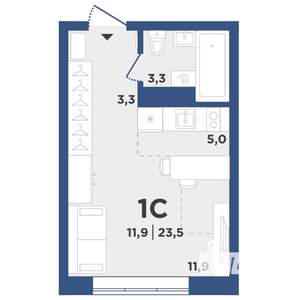 1-к квартира, вторичка, 24м2, 5/9 этаж