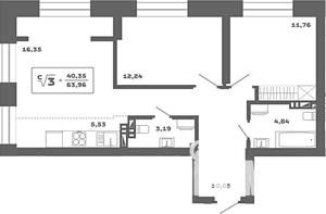 2-к квартира, вторичка, 64м2, 17/25 этаж