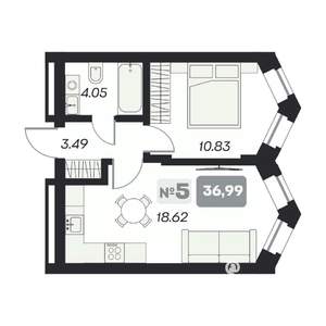 1-к квартира, вторичка, 37м2, 9/13 этаж