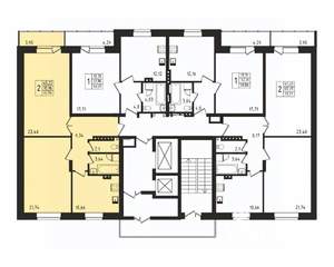 2-к квартира, строящийся дом, 70м2, 13/17 этаж