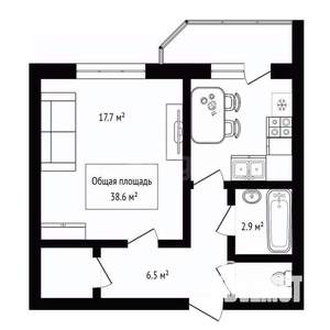 1-к квартира, вторичка, 39м2, 5/10 этаж