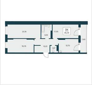 3-к квартира, вторичка, 96м2, 2/25 этаж