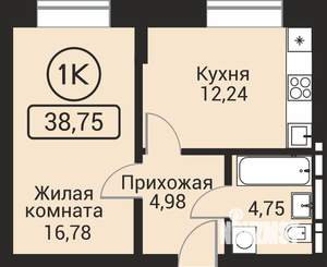 1-к квартира, вторичка, 39м2, 1/24 этаж