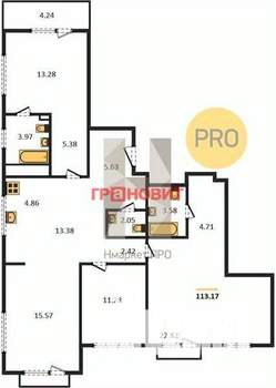 3-к квартира, вторичка, 114м2, 21/25 этаж