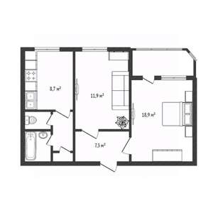 2-к квартира, вторичка, 51м2, 8/10 этаж