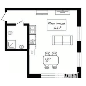 Студия квартира, вторичка, 40м2, 12/24 этаж