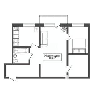 2-к квартира, вторичка, 44м2, 4/5 этаж