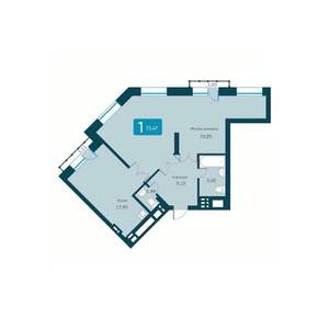 2-к квартира, вторичка, 73м2, 6/19 этаж