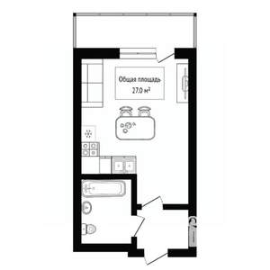 Студия квартира, вторичка, 32м2, 11/25 этаж