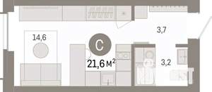 Студия квартира, вторичка, 22м2, 2/6 этаж