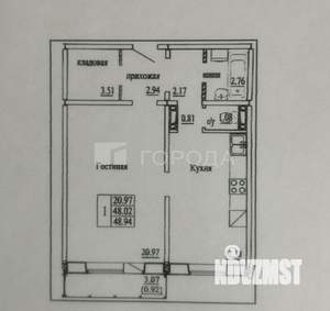 1-к квартира, вторичка, 49м2, 2/10 этаж
