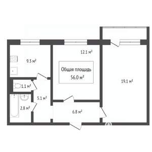 2-к квартира, вторичка, 67м2, 6/10 этаж