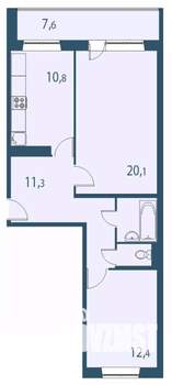 2-к квартира, строящийся дом, 63м2, 6/17 этаж