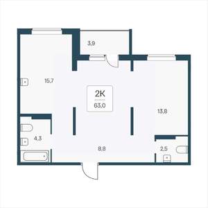 2-к квартира, вторичка, 63м2, 17/17 этаж