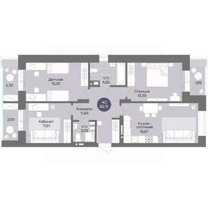 4-к квартира, вторичка, 82м2, 9/17 этаж