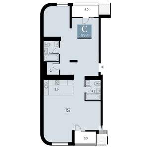 Студия квартира, вторичка, 99м2, 18/24 этаж