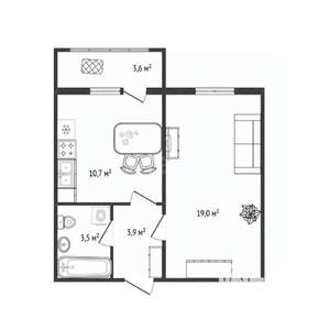 1-к квартира, вторичка, 41м2, 17/18 этаж