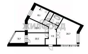 3-к квартира, вторичка, 76м2, 1/14 этаж