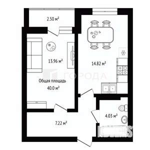 2-к квартира, вторичка, 40м2, 13/17 этаж